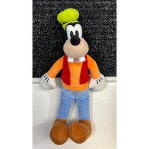 Disney Goofy Plush Stuffed Animal Toy Neon Green Hat Orange Vest‎ 18inches